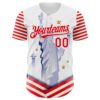 Custom White Fire Red 3D Patriotic American Flag And Statue of Liberty Authentic Baseball Jersey