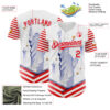 Custom White Fire Red 3D Patriotic American Flag And Statue of Liberty Authentic Baseball Jersey