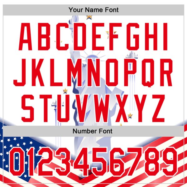 Custom White Fire Red 3D Patriotic American Flag And Statue of Liberty Authentic Baseball Jersey