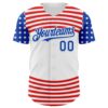 Custom White Thunder Blue-Red 3D Patriotic American Flag Authentic Baseball Jersey