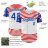 Custom White Thunder Blue-Red 3D Patriotic American Flag Authentic Baseball Jersey