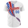 Custom White Thunder Blue-Red 3D Patriotic American Flag Authentic Baseball Jersey