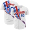Custom White Thunder Blue-Red 3D Patriotic American Flag Authentic Baseball Jersey