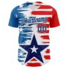 Custom White US Navy Blue-Red 3D Patriotic American Flag Authentic Baseball Jersey