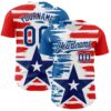 Custom White US Navy Blue-Red 3D Patriotic American Flag Authentic Baseball Jersey