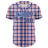 Custom White Royal-Red 3D Pattern Design Patriotic American Symbol Plaid Authentic Baseball Jersey