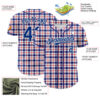 Custom White Royal-Red 3D Pattern Design Patriotic American Symbol Plaid Authentic Baseball Jersey