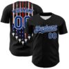 Custom Black Royal Red-White 3D Patriotic American Flag Authentic Baseball Jersey