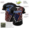 Custom Black Royal Red-White 3D Patriotic American Flag Authentic Baseball Jersey