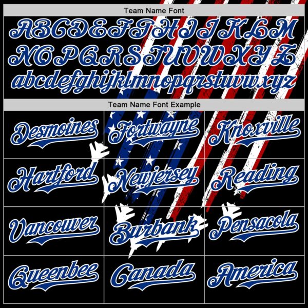 Custom Black Royal Red-White 3D Patriotic American Flag Authentic Baseball Jersey