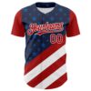 Custom Navy Red-White 3D Patriotic American Flag Authentic Baseball Jersey