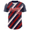 Custom Navy Red-White 3D Patriotic American Flag Authentic Baseball Jersey