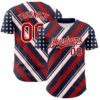 Custom Navy Red-White 3D Patriotic American Flag Authentic Baseball Jersey