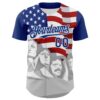 Custom Royal Red Gray-White 3D Patriotic American Flag And President's Day Authentic Baseball Jersey