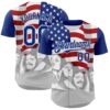 Custom Royal Red Gray-White 3D Patriotic American Flag And President's Day Authentic Baseball Jersey