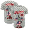 Custom Gray Red-White 3D Patriotic American Flag And Statue of Liberty Authentic Baseball Jersey