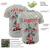 Custom Gray Red-White 3D Patriotic American Flag And Statue of Liberty Authentic Baseball Jersey