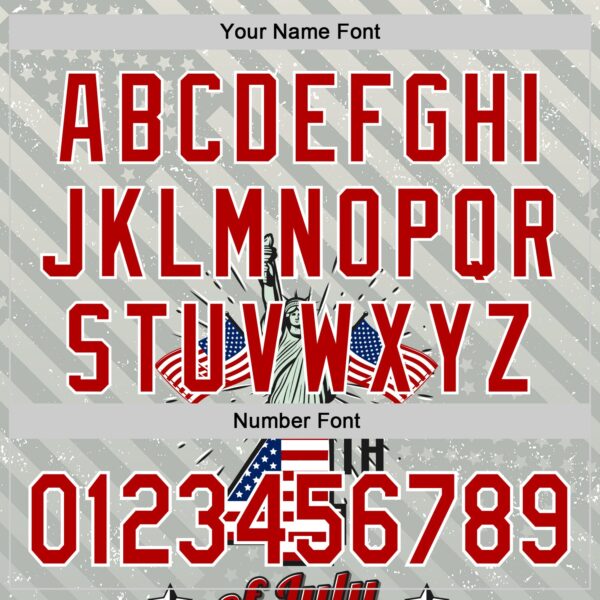 Custom Gray Red-White 3D Patriotic American Flag And Statue of Liberty Authentic Baseball Jersey