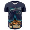 Custom Navy Vintage USA Flag-Teal 3D Patriotic American Symbol Fire Truck Authentic Baseball Jersey