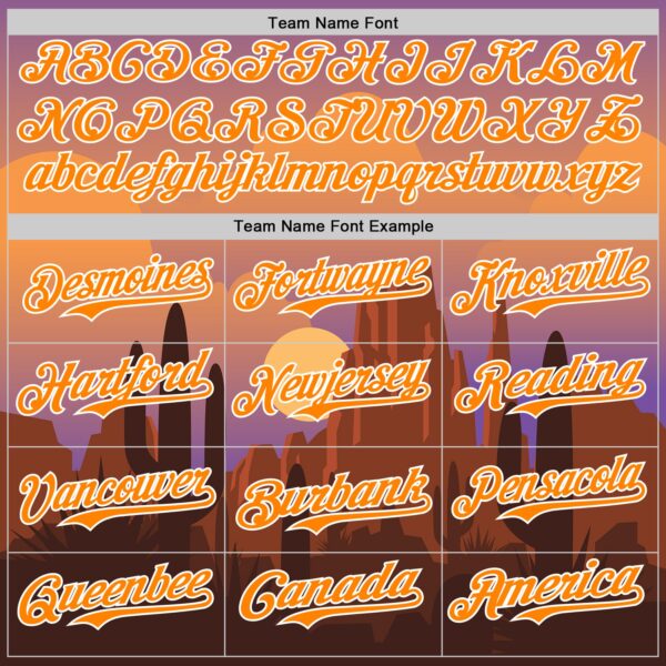 Custom Purple Bay Orange-White 3D Pattern Design Patriotic American Symbol Desert Authentic Baseball Jersey