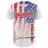 Custom White Royal-Red 3D Patriotic American Flag And Golden Gate Bridge Authentic Baseball Jersey