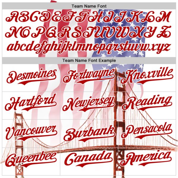 Custom White Royal-Red 3D Patriotic American Flag And Golden Gate Bridge Authentic Baseball Jersey