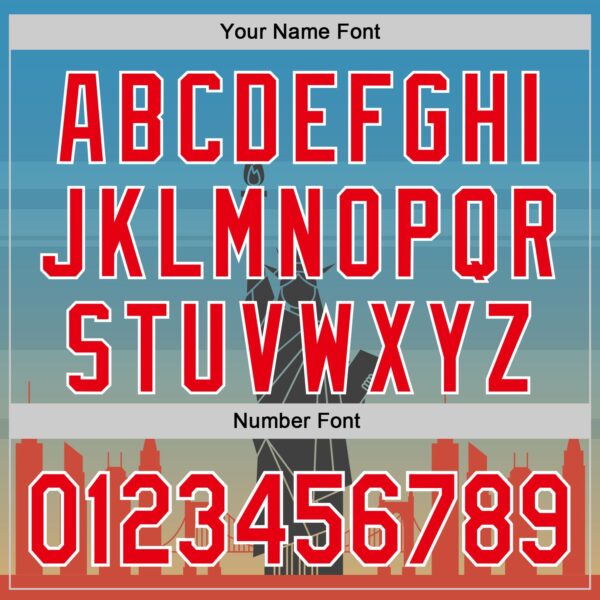 Custom Blue Fire Red-White 3D Pattern Design Patriotic American Symbol Golden Gate Bridge And Statue of Liberty Authentic Baseball Jersey