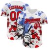 Custom White Fire Red-Black 3D Patriotic American Flag And Splatter Statue of Liberty Authentic Baseball Jersey