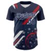 Custom Navy Red-White 3D Patriotic American Flag Authentic Baseball Jersey