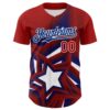 Custom Red Royal-White 3D Patriotic American Flag And Star Authentic Baseball Jersey