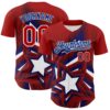 Custom Red Royal-White 3D Patriotic American Flag And Star Authentic Baseball Jersey