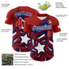 Custom Red Royal-White 3D Patriotic American Flag And Star Authentic Baseball Jersey
