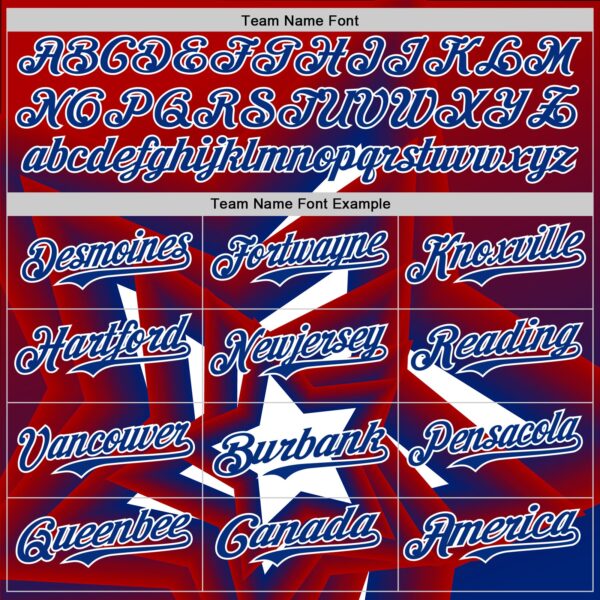 Custom Red Royal-White 3D Patriotic American Flag And Star Authentic Baseball Jersey