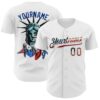 Custom White Vintage USA Flag-Royal 3D Patriotic Statue of Liberty Authentic Baseball Jersey