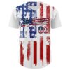 Custom White USA Flag Fire Red-Black 3D Patriotic Skull Authentic Baseball Jersey