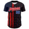 Custom Black Thunder Blue Fire Red-White 3D Patriotic American Flag Authentic Baseball Jersey