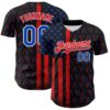 Custom Black Thunder Blue Fire Red-White 3D Patriotic American Flag Authentic Baseball Jersey
