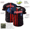 Custom Black Thunder Blue Fire Red-White 3D Patriotic American Flag Authentic Baseball Jersey