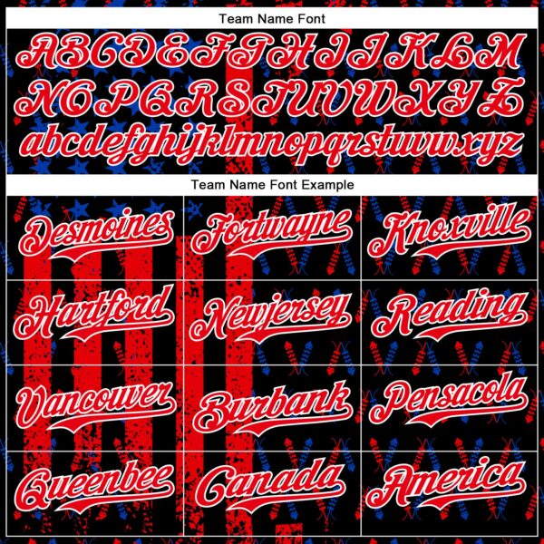 Custom Black Thunder Blue Fire Red-White 3D Patriotic American Flag Authentic Baseball Jersey