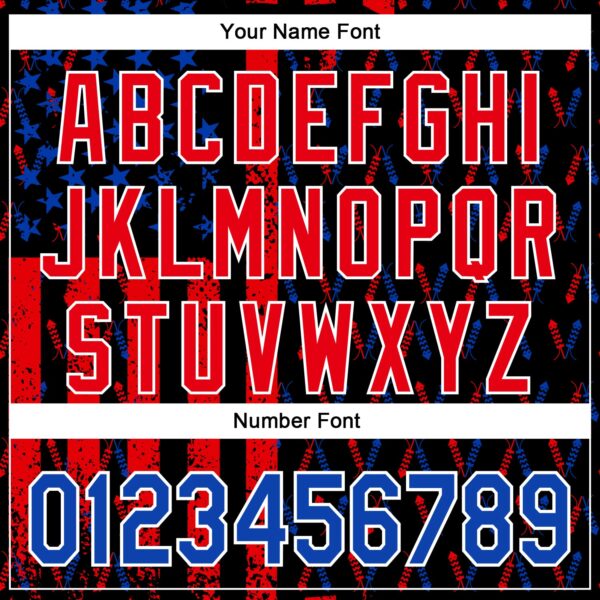 Custom Black Thunder Blue Fire Red-White 3D Patriotic American Flag Authentic Baseball Jersey