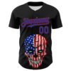 Custom Black Thunder Blue-Red 3D Patriotic Skull American Flag Authentic Baseball Jersey