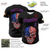 Custom Black Thunder Blue-Red 3D Patriotic Skull American Flag Authentic Baseball Jersey