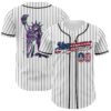 Custom White Gray Pinstripe USA Flag-Black 3D Patriotic American Symbol Statue of Liberty Authentic Baseball Jersey