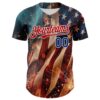 Custom Blue Royal Red-White 3D Patriotic American Flag Authentic Baseball Jersey