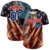 Custom Blue Royal Red-White 3D Patriotic American Flag Authentic Baseball Jersey