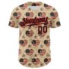 Custom City Cream Black-Red 3D Patriotic American Flag Authentic Baseball Jersey