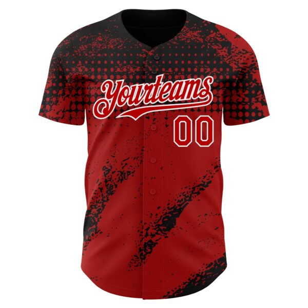 Custom Black Red-White Splash Grunge Fragment Authentic Baseball Jersey