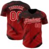 Custom Black Red-White Splash Grunge Fragment Authentic Baseball Jersey