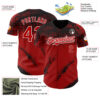 Custom Black Red-White Splash Grunge Fragment Authentic Baseball Jersey