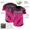 Custom Black Pink-White Splash Grunge Fragment Authentic Baseball Jersey